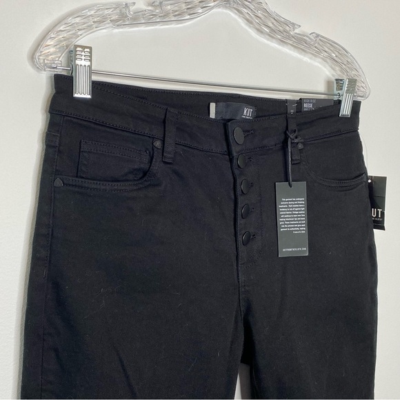 Kut From the Kloth Reese Black Button Fly High Rise Ankle Straight Leg Jeans - Picture 3 of 10